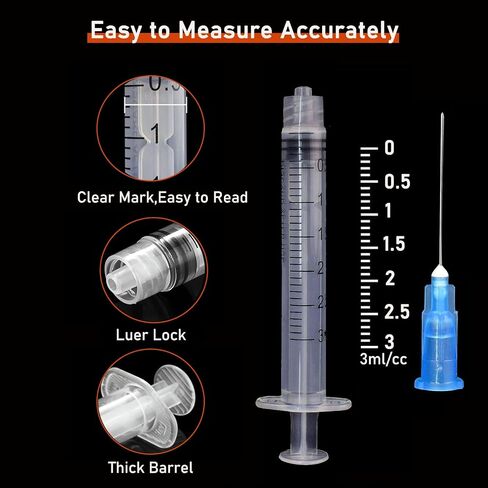50 حزمة 3ML/CC محاقن Luer Lock Lab القابلة للتصرف مع إبرة سعة 1.0 بوصة 21GA ، معبأة بشكل فردي معبأة بشكل فردي in Kuwait