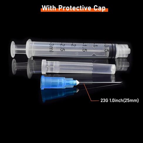 50 حزمة 3ML/CC محاقن Luer Lock Lab القابلة للتصرف مع إبرة سعة 1.0 بوصة 21GA ، معبأة بشكل فردي معبأة بشكل فردي in Kuwait