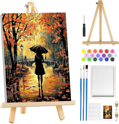MOGTAA Paint by Numbers Kit for Adults Beginners with Frame, Flowers in Vase Adult Paint by Number Kits on Canvas with Easel, Easy DIY Oil Painting Kits for Home Decor, 8x12in in Kuwait