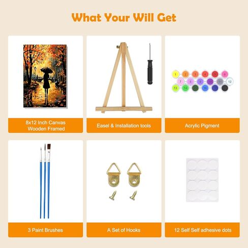 MOGTAA Paint by Numbers Kit for Adults Beginners with Frame, Flowers in Vase Adult Paint by Number Kits on Canvas with Easel, Easy DIY Oil Painting Kits for Home Decor, 8x12in in Kuwait