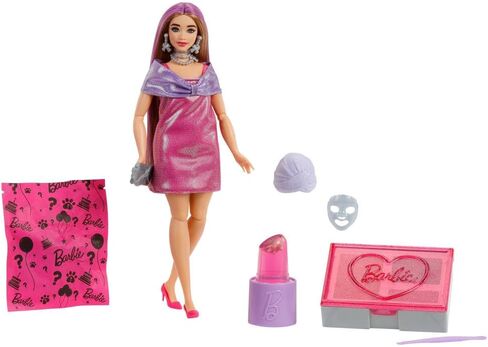 Barbie Party Unboxed Doll & Accessories, Glam Party Series with 10 Surprises Including Color-Change, Pink Sparkle Doll in Saudi Arabia