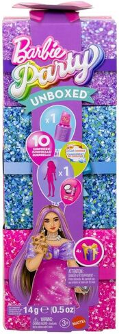 Barbie Party Unboxed Doll & Accessories, Glam Party Series with 10 Surprises Including Color-Change, Pink Sparkle Doll in Saudi Arabia