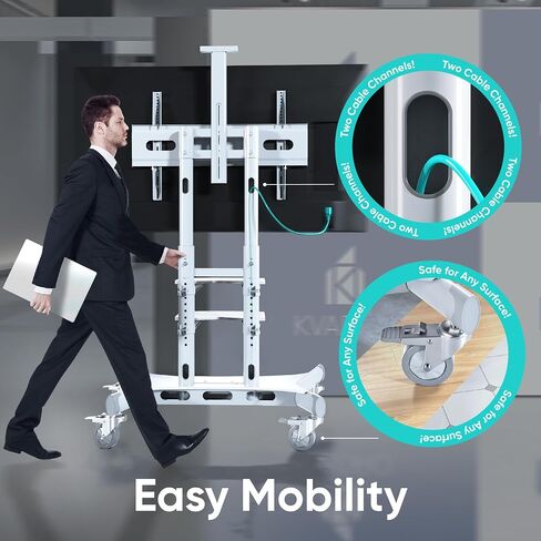 ONKRON Motorized TV Stand with Wheels for 50-86 Inch TVs up to 200 lbs, TV Portable Stand Adjustable Height with Remote Control, Motorized Lift max VESA 800x500 Mobile TV Cart Rolling TV Stand Black in Saudi Arabia