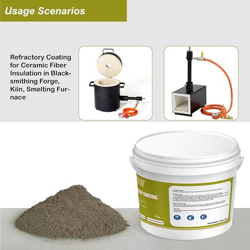 Refractory Coating - 3056°F High Temperature Refractory Cement Fireproof Dry Mix - for Ceramic Fiber Blankets Lining in Foundry, Forge, Kiln, Smelting Furnace and More (10 LBS) in Saudi Arabia
