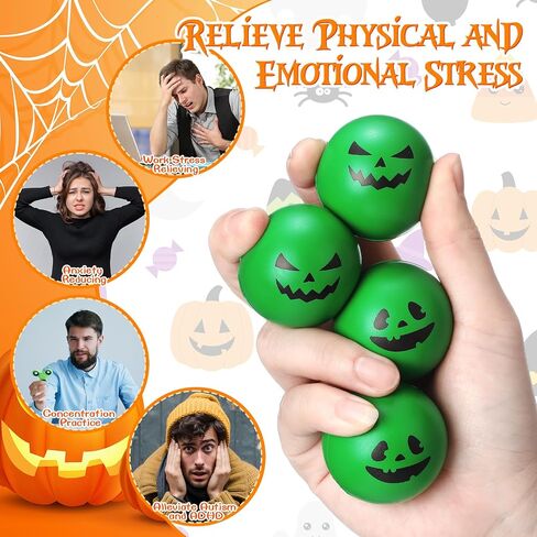 Realspring 40 Pcs Halloween Stress Ball Toys 1.57 Inch Pumpkin Stress Balls Ghost Balls Bulk Foam PU Press for Halloween Party Favors Carnival Reward Prizes(Horror Style,Multicolor) in Saudi Arabia