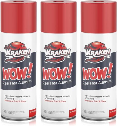 KRAKEN BOND Wow! Spray Adhesive Activator(1X6.76 Oz.) - Cyanoacrylate Super Glue Accelerator Spray for Plastic, Metal, Wood & PVC, CA Glue Activator | 1 Pack in Kuwait