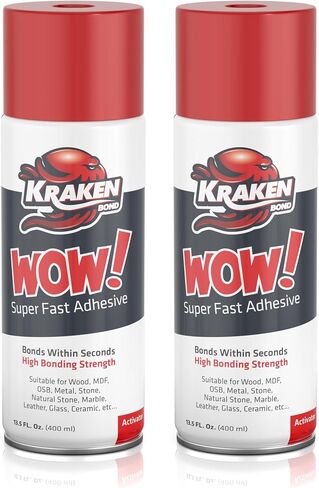 KRAKEN BOND Wow! Spray Adhesive Activator(1X6.76 Oz.) - Cyanoacrylate Super Glue Accelerator Spray for Plastic, Metal, Wood & PVC, CA Glue Activator | 1 Pack in Kuwait