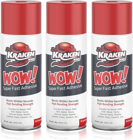 KRAKEN BOND Wow! Spray Adhesive Activator(1X6.76 Oz.) - Cyanoacrylate Super Glue Accelerator Spray for Plastic, Metal, Wood & PVC, CA Glue Activator | 1 Pack in Kuwait