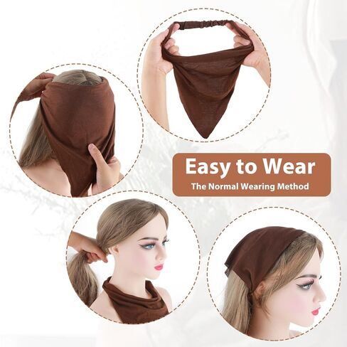 5pcs وشاح شعر القطن رؤساء للنساء ، أغطية رأس القماش مثلث رأس وشاح الرأس بألوان متنوعة ، Boho Bandana عصابات رأس ، loc. in Kuwait