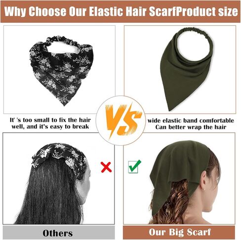 5pcs وشاح شعر القطن رؤساء للنساء ، أغطية رأس القماش مثلث رأس وشاح الرأس بألوان متنوعة ، Boho Bandana عصابات رأس ، loc. in Kuwait