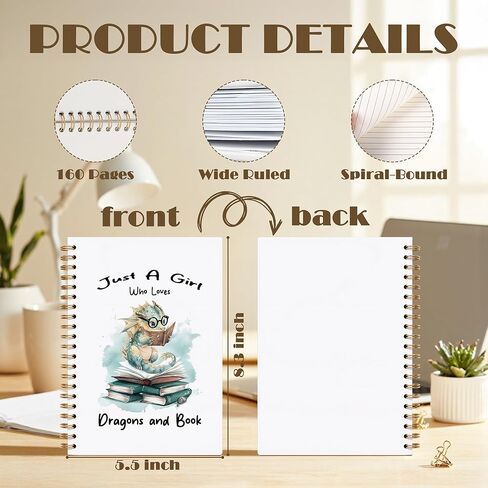 Vintage Rose Floral Spiral Notebooks, Moody Floral Notebook Journal, Books Lovers Journal Diary Writing Gift, Dark Cottagecore Flower Aesthetic Office Supplies Gifts for Women, 5.5x8.3 Inch in Kuwait