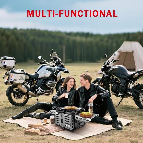 Motorcycle Top Case Universal Aluminum Motorbike Tail Box with Leather Lining 45L Waterproof Detachable Trunk Tour Pack w/Lock, Black w/Orange in Saudi Arabia