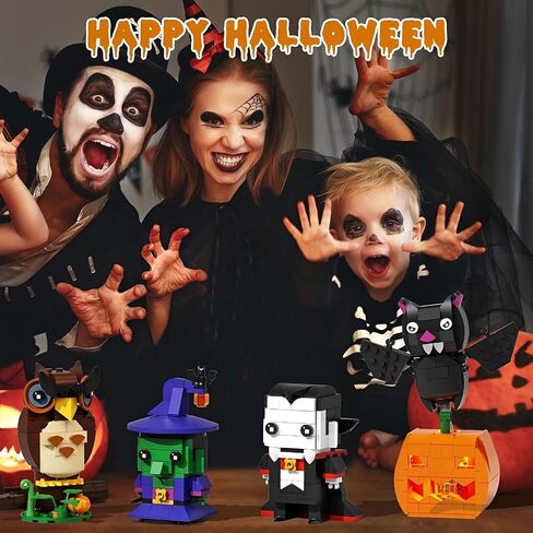Halloween Figure Building Set, Pumpkin Ghost Witch Devil Horror Building Blocks Compatible with Lego for Adults, Home Decor Toy 530Pcs in Kuwait