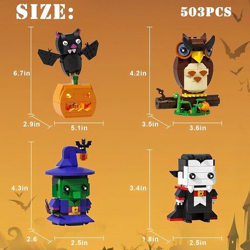 Halloween Figure Building Set, Pumpkin Ghost Witch Devil Horror Building Blocks Compatible with Lego for Adults, Home Decor Toy 530Pcs in Kuwait