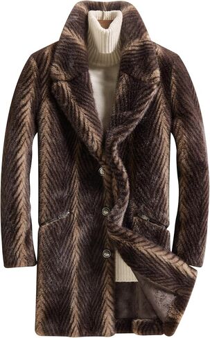 Men's Faux Mink Coat Mid-Length Open Front Single Breasted Notched Lapel Winter Outerwear Reversible Design Fur jacket in Saudi Arabia