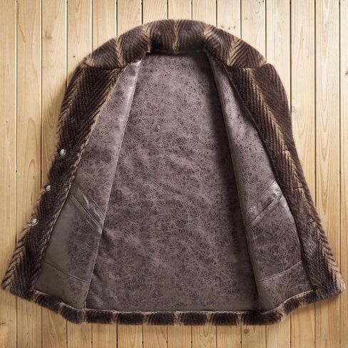 Men's Faux Mink Coat Mid-Length Open Front Single Breasted Notched Lapel Winter Outerwear Reversible Design Fur jacket in Saudi Arabia