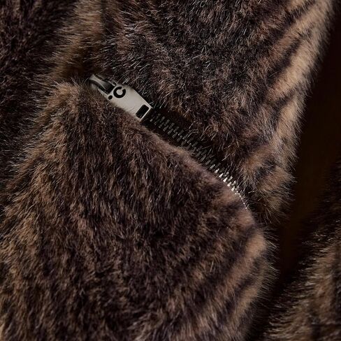 Men's Faux Mink Coat Mid-Length Open Front Single Breasted Notched Lapel Winter Outerwear Reversible Design Fur jacket in Saudi Arabia