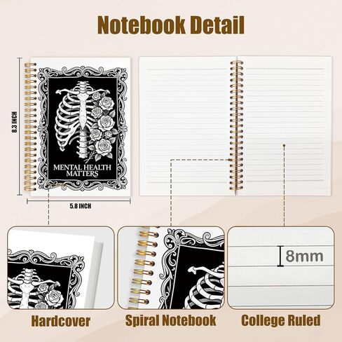 WUCHJ the Overthinker Tarot Card Spiral Notebook Journal, Gothic Goth Skull Notebook Journal, Witchy Journal, Goth Office Supplies, Witchy Stuff Spiral Notebook 5.5x8.3 in Saudi Arabia