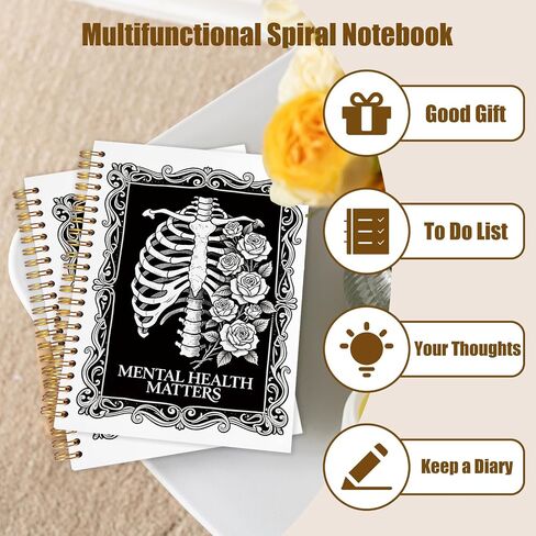 WUCHJ the Overthinker Tarot Card Spiral Notebook Journal, Gothic Goth Skull Notebook Journal, Witchy Journal, Goth Office Supplies, Witchy Stuff Spiral Notebook 5.5x8.3 in Saudi Arabia