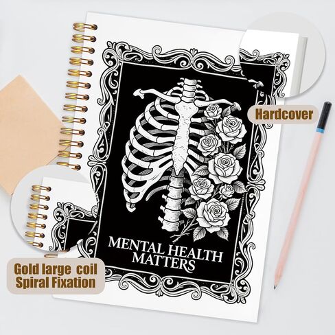 WUCHJ the Overthinker Tarot Card Spiral Notebook Journal, Gothic Goth Skull Notebook Journal, Witchy Journal, Goth Office Supplies, Witchy Stuff Spiral Notebook 5.5x8.3 in Saudi Arabia