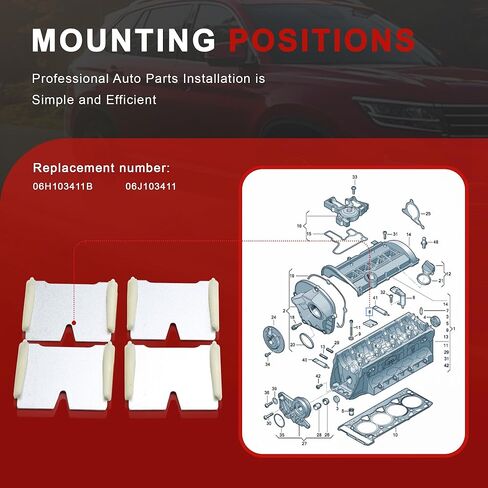 06H103411B Engine Cylinder Head Cover Intake Manifold Partition Replacement For VW Beetle Golf Tiguan Jetta AUDI A4 A5 A6 A8 Q3 Q5 TT 06J103411 (4-PCS) in Saudi Arabia