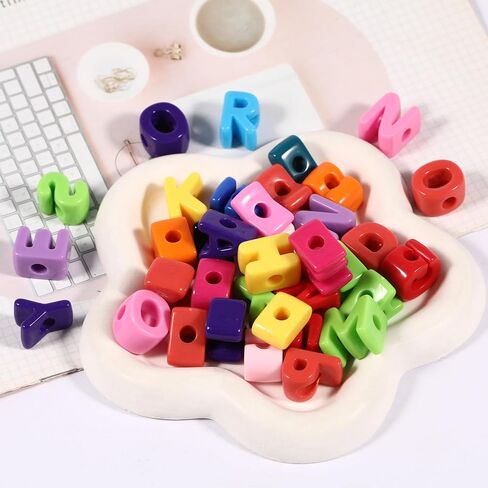 40 PCS Number Beads 3D Acrylic 0-9 Loose Large Hole for Jewelry Making Crafts Chains (Mixed Color 0-9) in Kuwait