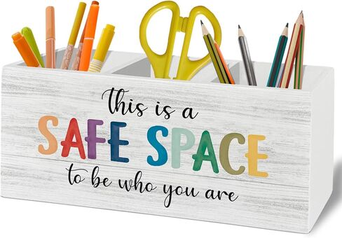 Boho Reading Corner Pen Pencil Holder Organizer for Desk Accessories, Book Lovers Gifts Wooden Box Sign Desk Decor for Reading Room Corner Nook Library Decoration, Book Reader Bookish Gifts in Kuwait