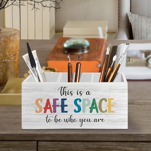 Boho Reading Corner Pen Pencil Holder Organizer for Desk Accessories, Book Lovers Gifts Wooden Box Sign Desk Decor for Reading Room Corner Nook Library Decoration, Book Reader Bookish Gifts in Kuwait