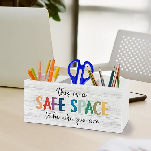 Boho Reading Corner Pen Pencil Holder Organizer for Desk Accessories, Book Lovers Gifts Wooden Box Sign Desk Decor for Reading Room Corner Nook Library Decoration, Book Reader Bookish Gifts in Kuwait