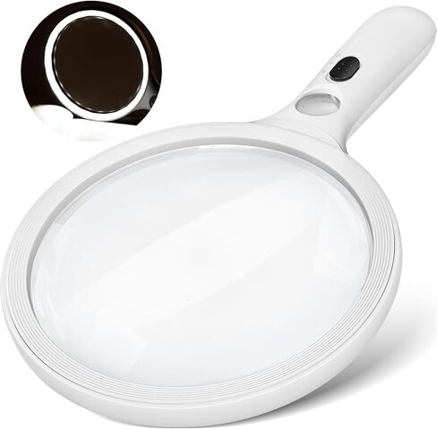 عدسة مكبرة ذات عدسة كبيرة 5 بوصات ، 20x 30x مُضيء باليد مُضيء مُضلّة 24 فورت 1uv ضوء لكبار السن ، القراءة ، العملات المعدنية ، المجوهرات ، العمل القريب in Kuwait