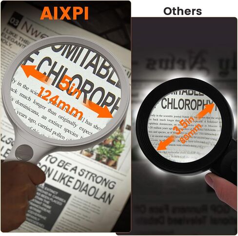 عدسة مكبرة ذات عدسة كبيرة 5 بوصات ، 20x 30x مُضيء باليد مُضيء مُضلّة 24 فورت 1uv ضوء لكبار السن ، القراءة ، العملات المعدنية ، المجوهرات ، العمل القريب in Kuwait