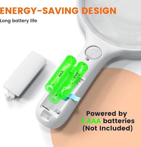 عدسة مكبرة ذات عدسة كبيرة 5 بوصات ، 20x 30x مُضيء باليد مُضيء مُضلّة 24 فورت 1uv ضوء لكبار السن ، القراءة ، العملات المعدنية ، المجوهرات ، العمل القريب in Kuwait