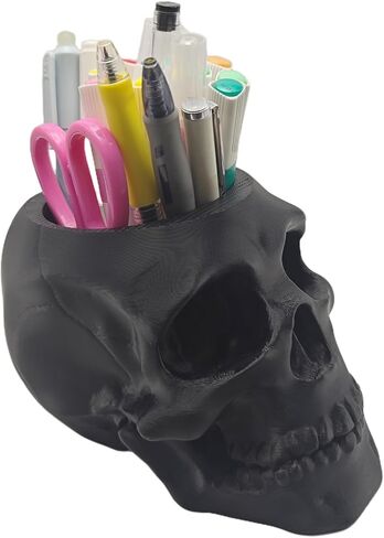 حامل قلم القلم القلم الجمجمة ، حامل فرشاة المكياج ، مكتب Vanty Office Office Organzer Goth Skulls and Bones منظم سعة كبير (Luminous) in Kuwait