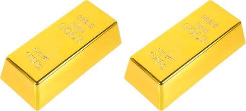 Kisangel 2Pcs Fake Gold Bar Golden Brick Replica Bullion Decorative Movie Prop Novelty Gift Pirate Party Supplies in Saudi Arabia
