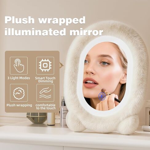 مرآة مكياج أفخم مع أضواء ، 15.8 "× 11.8" مرآة مكياج LED ، شاشة اللمس مرآة الغرور مع إضاءة 3 ألوان ، مرآة مضاءة لمكتب المكياج ، غرفة نوم ، غرفة ملابس ، هدية نسائية (أبيض) in Saudi Arabia