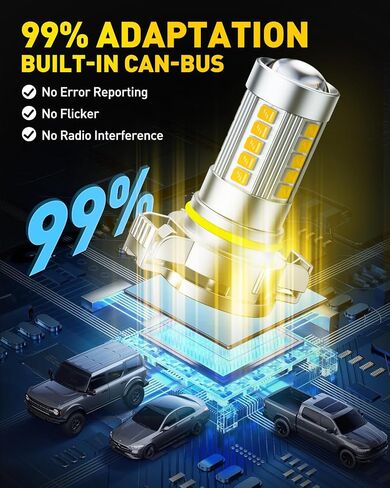 Auxito 5202 LED LED Light Light Light أو DRL ، True 1: 1 Mini Size ، 6500k Cool White 5202 Presentive for Cars ، Trucks ، SUVs ، Non-Polarity ، Pack of 2 in Kuwait
