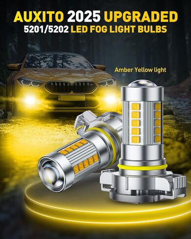 Auxito 5202 LED LED Light Light Light أو DRL ، True 1: 1 Mini Size ، 6500k Cool White 5202 Presentive for Cars ، Trucks ، SUVs ، Non-Polarity ، Pack of 2 in Kuwait