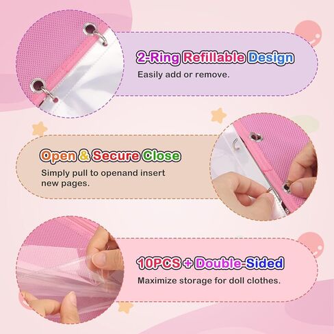 تخزين منظم الملحقات للدمى الحاملة ، وحالة للحفاظ على الدمى والملابس ، والكثير من الجيب لملابس الدمية ، والملحقات ، و 6 دمى وملحقات ، وأشرطة آمنة حماية الدمى - الوردي in Kuwait