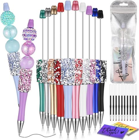 40 PCS DIY ALED ALESS KIT ، 10 أقلام راينستون بريق قابلة للخروج مع عبوات وأكياس وبطاقة (حبات غير مدرجة) للهدايا الحرف اللطيفة صنع الملحقات المدرسية (غير منتظمة) in Saudi Arabia