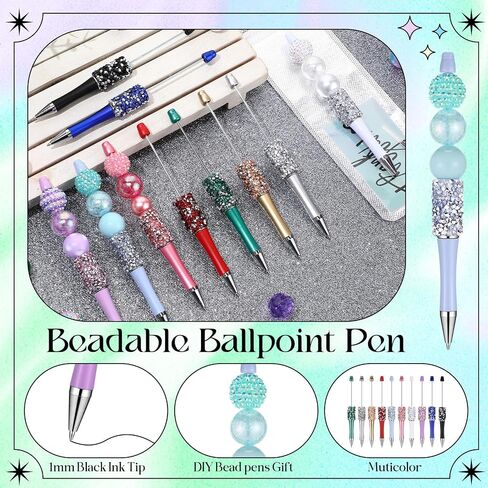 40 PCS DIY ALED ALESS KIT ، 10 أقلام راينستون بريق قابلة للخروج مع عبوات وأكياس وبطاقة (حبات غير مدرجة) للهدايا الحرف اللطيفة صنع الملحقات المدرسية (غير منتظمة) in Saudi Arabia