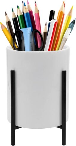 حامل قلم رصاص للمكتب ، حاملي القلم السيراميك مع قوس معدني للمكتب والأسرة ، منظم قرطاسية سطح المكتب حامل فرشاة مكياج طاولة لطيف للنساء ، 4.7 * 3.15 بوصة in Kuwait