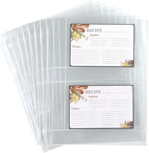 Samsill Junior 8 Tab Recipe Dividers, Recipe Sleeves, Sheet Protector Dividers with Tab Inserts, Clear, Super Heavyweight, Top Loading, 3 Hold Punched, Fits 8x9 Inch Mini Recipe Binders, Archival Safe in Saudi Arabia