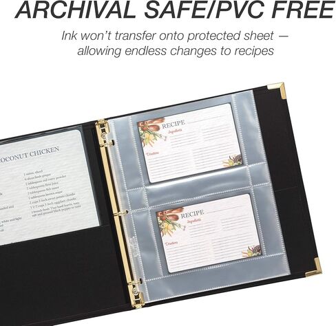 Samsill Junior 8 Tab Recipe Dividers, Recipe Sleeves, Sheet Protector Dividers with Tab Inserts, Clear, Super Heavyweight, Top Loading, 3 Hold Punched, Fits 8x9 Inch Mini Recipe Binders, Archival Safe in Saudi Arabia
