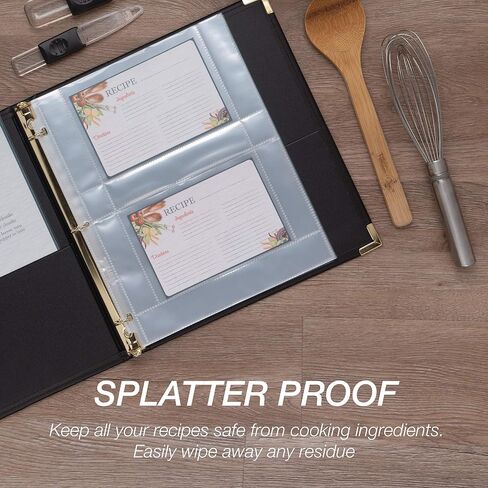 Samsill Junior 8 Tab Recipe Dividers, Recipe Sleeves, Sheet Protector Dividers with Tab Inserts, Clear, Super Heavyweight, Top Loading, 3 Hold Punched, Fits 8x9 Inch Mini Recipe Binders, Archival Safe in Saudi Arabia