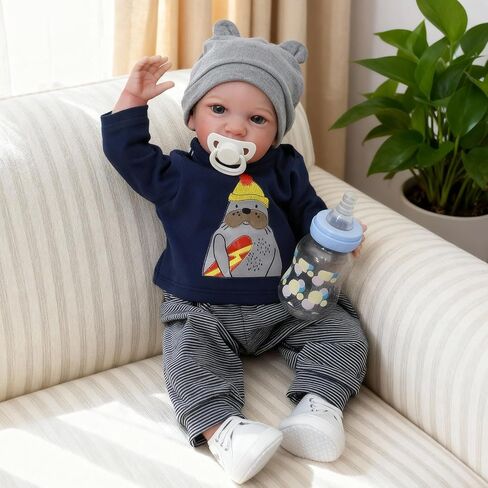 WOOROY Realistic Reborn Baby Dolls Boy - 19 Inch Lifelike Newborn Baby Dolls Handmade Real Life Baby Dolls Reborn Toddler with Soft Cloth Body Gift Toys for Kids Age 3 + in Kuwait