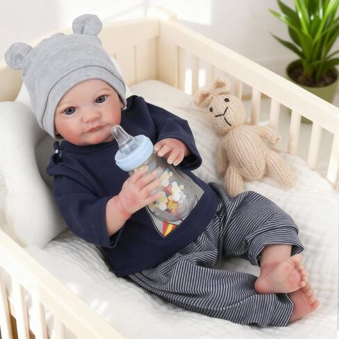 WOOROY Realistic Reborn Baby Dolls Boy - 19 Inch Lifelike Newborn Baby Dolls Handmade Real Life Baby Dolls Reborn Toddler with Soft Cloth Body Gift Toys for Kids Age 3 + in Kuwait