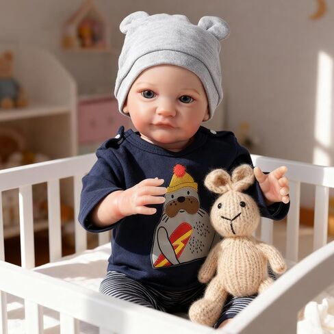 WOOROY Realistic Reborn Baby Dolls Boy - 19 Inch Lifelike Newborn Baby Dolls Handmade Real Life Baby Dolls Reborn Toddler with Soft Cloth Body Gift Toys for Kids Age 3 + in Kuwait