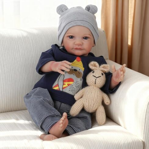 WOOROY Realistic Reborn Baby Dolls Boy - 19 Inch Lifelike Newborn Baby Dolls Handmade Real Life Baby Dolls Reborn Toddler with Soft Cloth Body Gift Toys for Kids Age 3 + in Kuwait