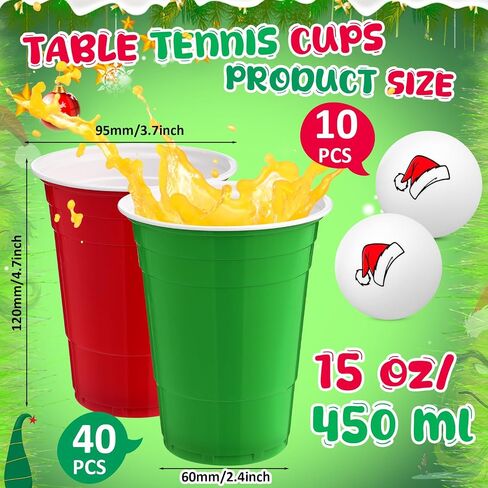 30 Pcs Cup Table Tennis Game Set 22 Plastic Party Cups 15 oz and 8 Black Balls Reusable Pink and Green Cups Ball Game for Drinks Picnics Birthday Halloween Christmas New Year Party Games Favors in Saudi Arabia