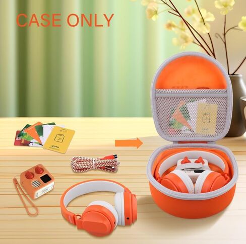 co2CREA Hard Carrying Case for YOTO Mini + Wired Headphones Bundle, Compatible with YOTO Wired Headphones All-in-1 Travel Device, Storage Bag for Cards & Accessories (Orange Case + White Zipper) in Saudi Arabia